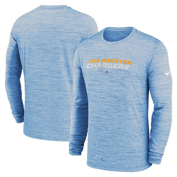 Men's Los Angeles Chargers Blue Sideline Team Velocity Performance Long Sleeve T-Shirt